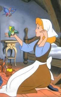 Cinderella singing to the birds