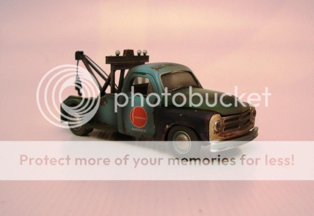   is custom 164 studebaker tow truck, junkyard truck, weathered used
